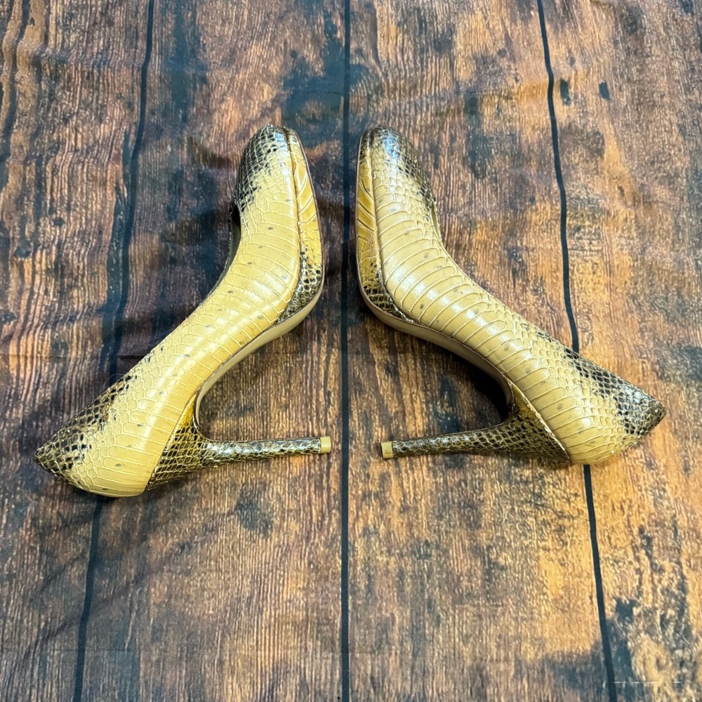 Stuart Weitzman Python Platform Heels In Tan 6.5 - image 7